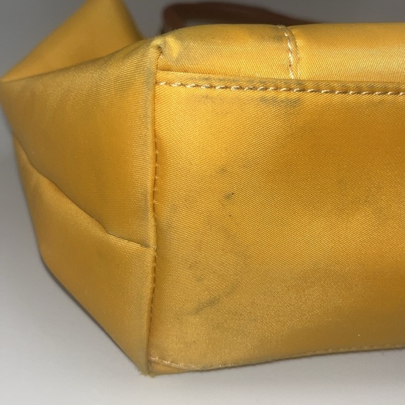 Hexagona Yellow nylon Satchel with brown Leather Trim preowned - Picture 2 of 14